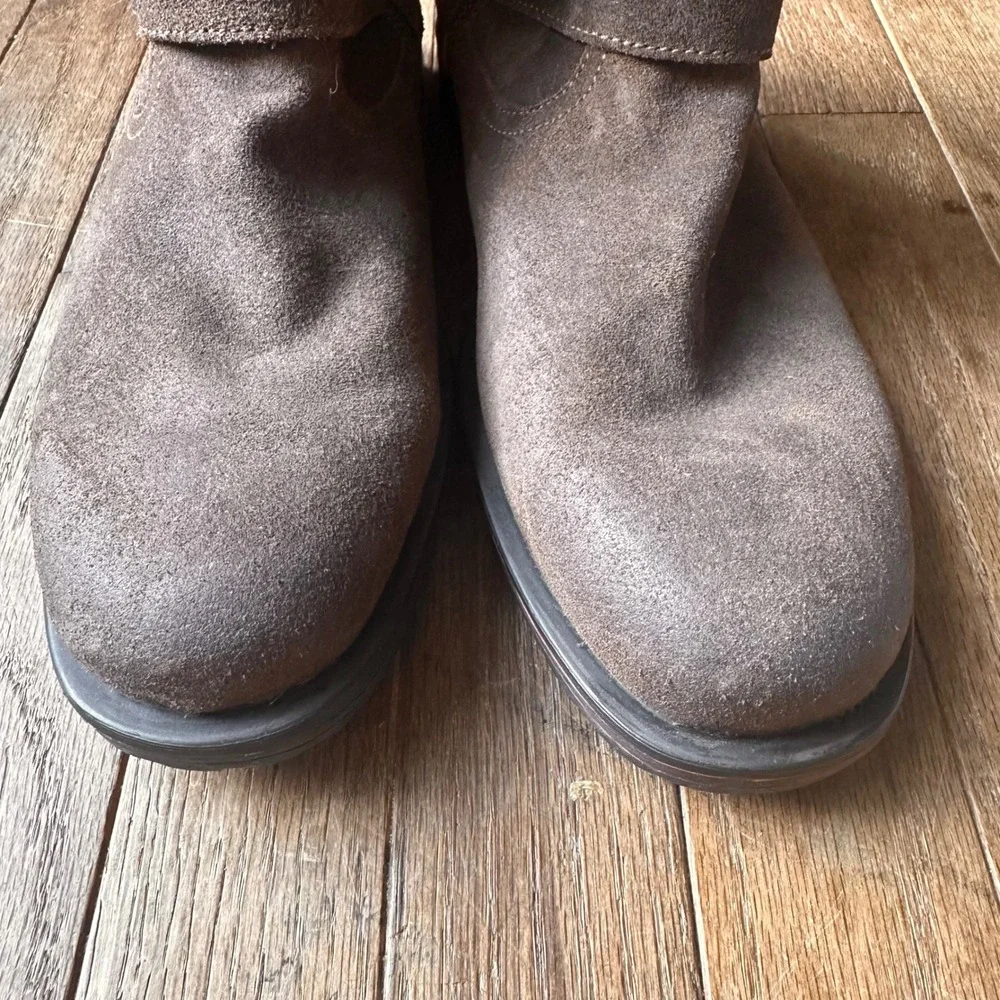 Banana Republic Suede Moto Ankle Boots Mens 8.5 Buckle Brown Rugged Biker Urban